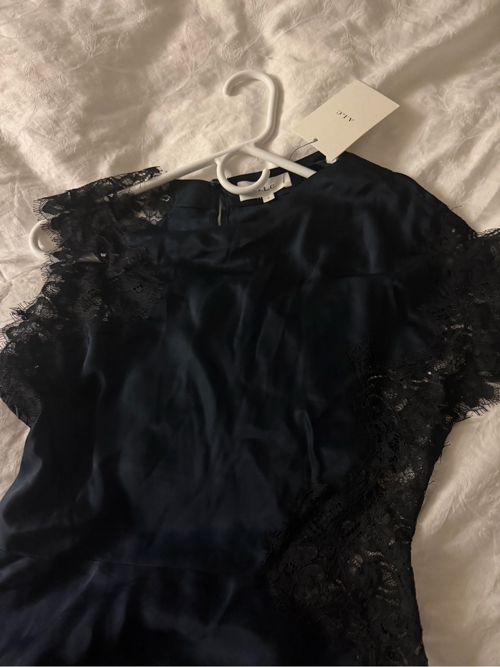 A.L.C. Alessia Textured Satin And Lace Maxi Dress - Picture 8 of 11